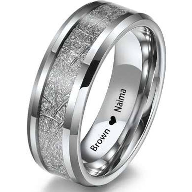 SHEIN Personalized Custom Name Fashion Silk Pattern Ring Custom Engraving Name Text On The Inside Stainless Steel Men&#39;s Elegant Stainless Steel Custom Ring