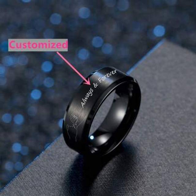 SHEIN Personalized Name Ring, Custom Promise Love Band, Friendship Statement Ring Romantic Jewelry Couple Gifts For Valentines Birthday Anniversary, Size 6-
