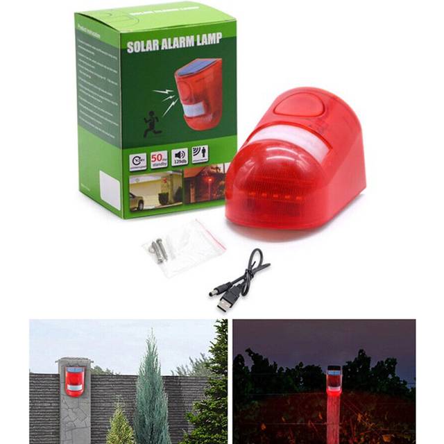 Motion sensor alarm solar strobe siren alarm light outdoor waterproof for yard