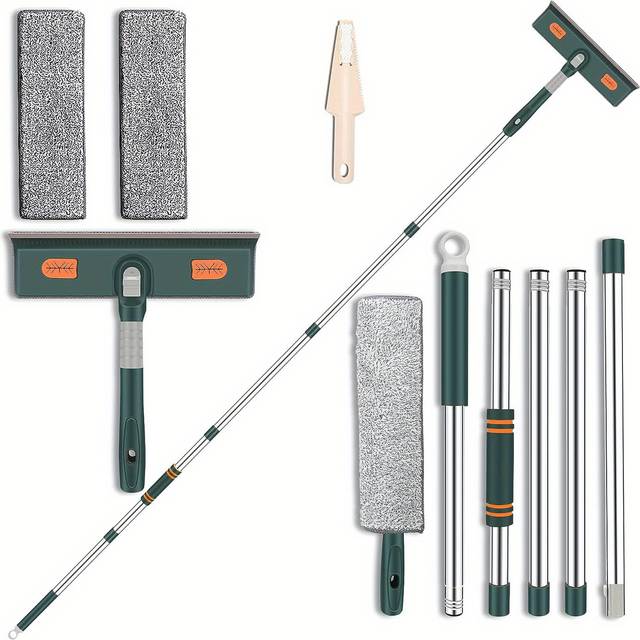 TEMU 2 In 1 Window Squeegee Cleaner Kit Professional Washing Equipment Tool Rotatable Window Cleaning Squeegee Kit Window Washer Glass Cleaner Tool Long Handled Cleaning Kit For High Windows