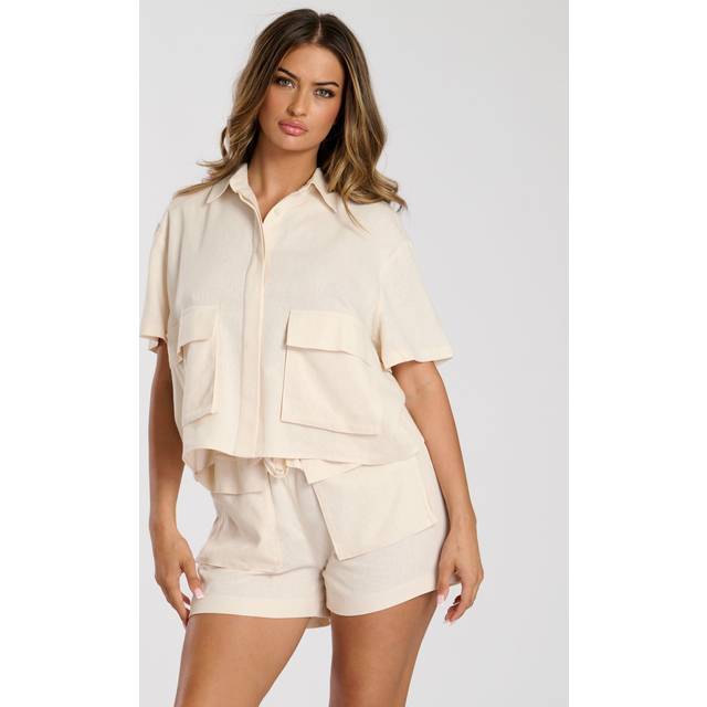 South Beach Women's Cream Linen Look Utility Shorts New Look - UK 10