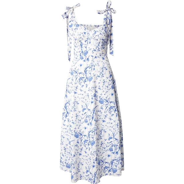 YAS Elin Floral Strappy Dress, Star White