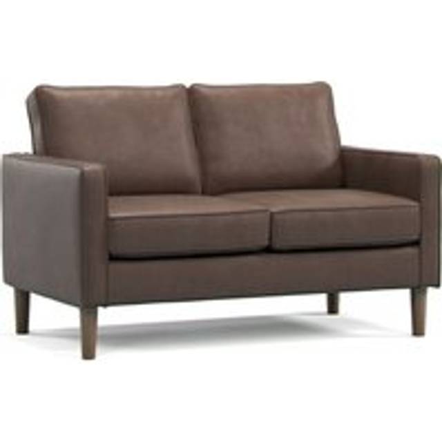 Bexhill Brown, Grey or Tan Faux Leather Boxed Arm 2 Seater Sofa - One Size