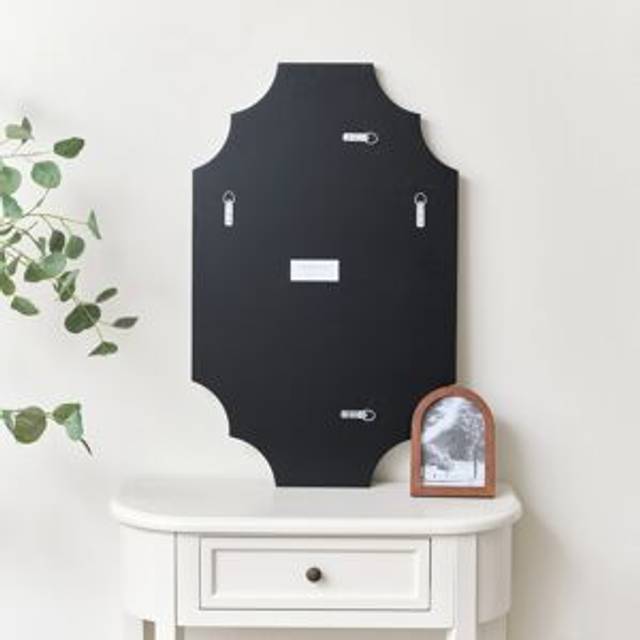 Black Satin Geometric Framed Wall Mirror 80cm x 50cm Material: New Products