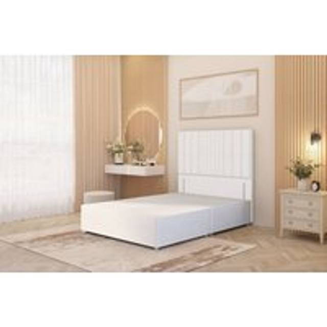 Alexas Divan Bed Base with 54" Floor Standing Headboard Plush Velvet - White - Small Single