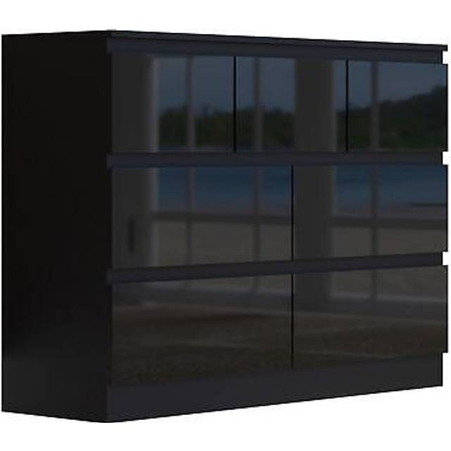 Chest of drawers black gloss 7 drawer home office bedroom furniture
