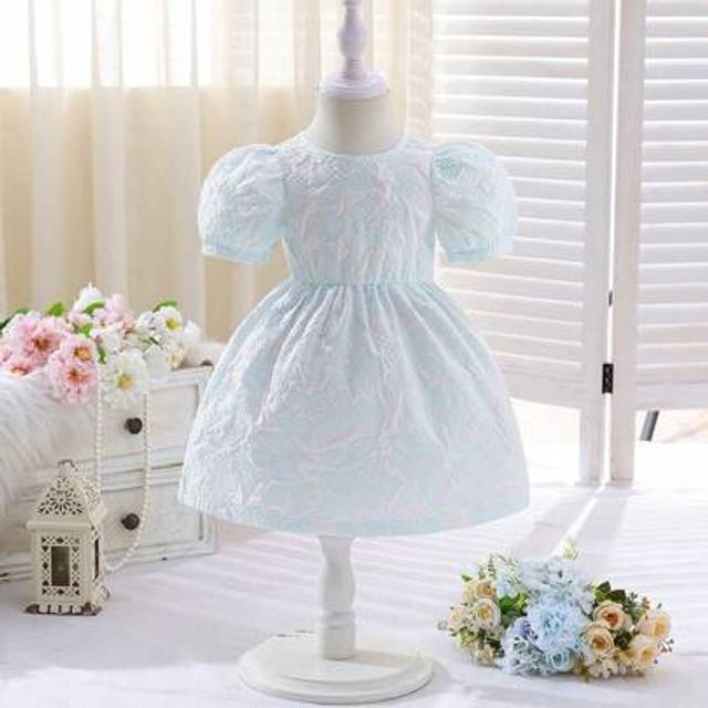 SHEIN Baby Girl Cute Bowknot Decor Simplistic Design Jacquard Patterned White Dress Princess Dress Toddler Party Party Dresses For Toddlers Kids Dresses For