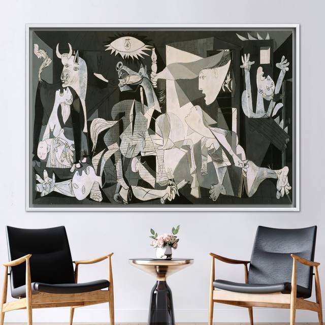 Pablo Picasso Guernica Canvas Print: Wall Art Reproduction for Home Decor - Framed Print without Mat (20 cm H x 30 cm W)