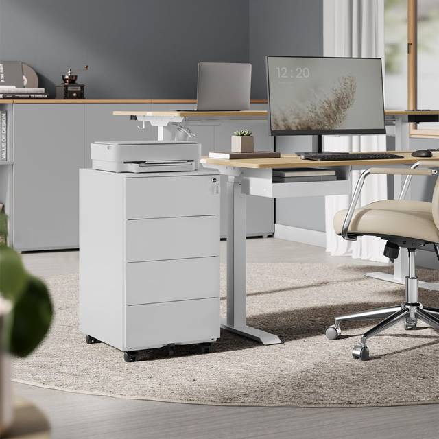 39cm Wide 4 -Drawer File Cabinet - White (69.3cm H X 39cm W X 45.1cm D)