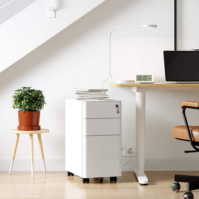 30cm Wide 3 -Drawer File Cabinet - White (59.2cm H X 30cm W X 46cm D)