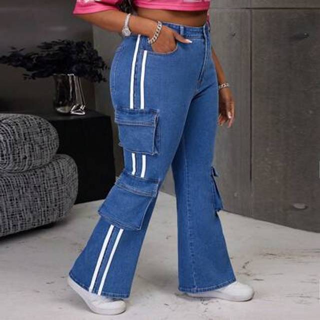 SHEIN Plus Size Stretch Denim Overall With Elastic Waist Band