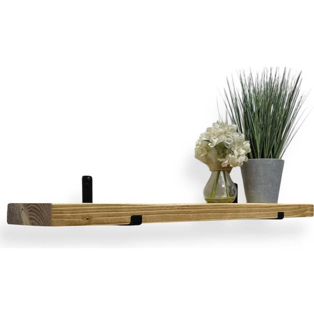 Rustic Shelf | Wall-Mounted Wooden Board With UP Brackets - Rustic Pine (4.5cm H x 100cm W x 15cm D)