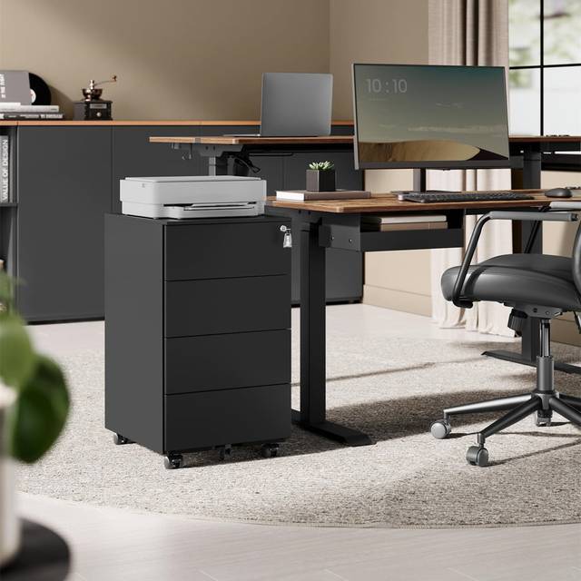 39cm Wide 4 -Drawer File Cabinet - Black (69.3cm H X 39cm W X 45.1cm D)