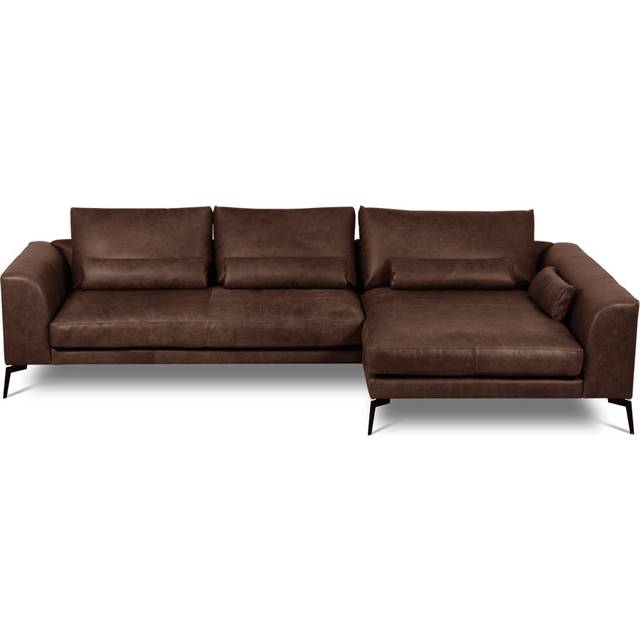 Houston Full Grain Leather Corner Sofa - Brown (85cm H X 313cm W X 172cm D)