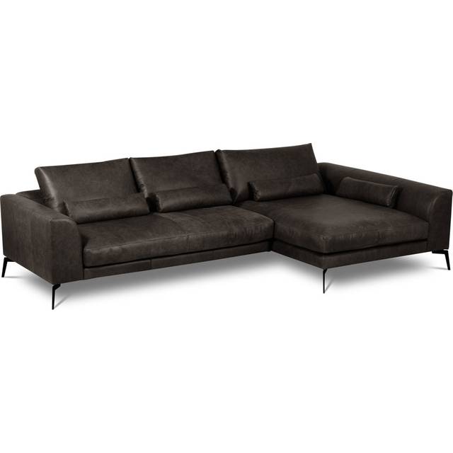 Houston Full Grain Leather Corner Sofa - Dark Brown (85cm H X 313cm W X 172cm D)