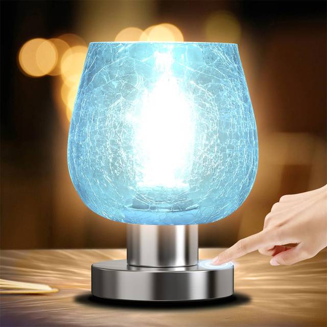 Touch Bedside Table Lamp For Bedroom, Vintage Small Touch Lamp - Silver (19.2cm H X 14cm W X 14cm D)