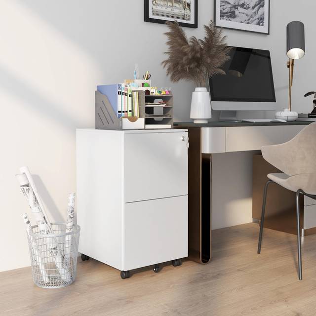 37cm Wide 2 -Drawer File Cabinet - White (67.5cm H X 37cm W X 43.5cm D)