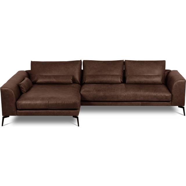Houston Full Grain Leather Corner Sofa - Brown (85cm H X 313cm W X 172cm D)