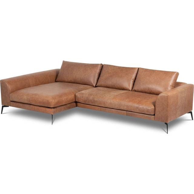 Houston Full Grain Leather Corner Sofa - Light Brown (85cm H X 313cm W X 172cm D)