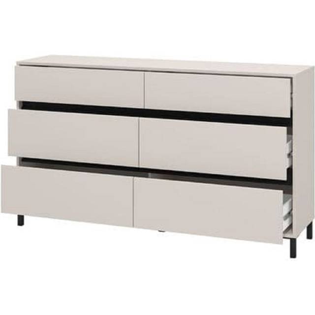 Zavaro Cashmere Wide Chest Of Drawers - Ivory (90cm H X 157cm W X 40cm D)