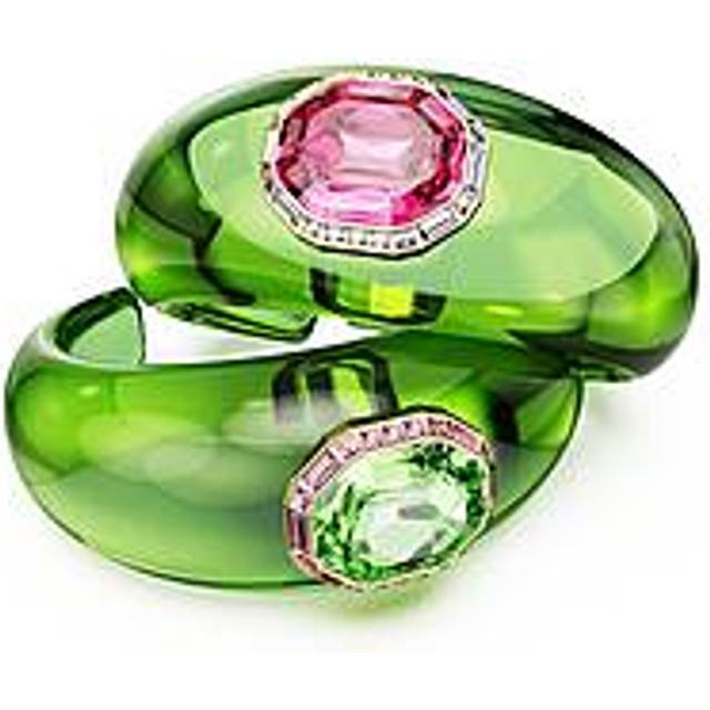 Dulcis cuff, Set (2), Octagon cut, Pavé, Multicoloured, Gold-tone plated - Green