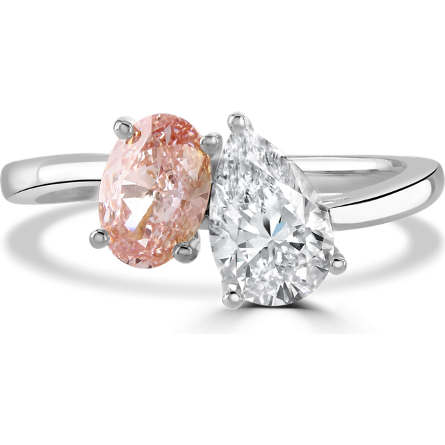 Platinum 1.8ct White & Pink Laboratory Grown Diamond 'Toi et Moi' Ring - Y