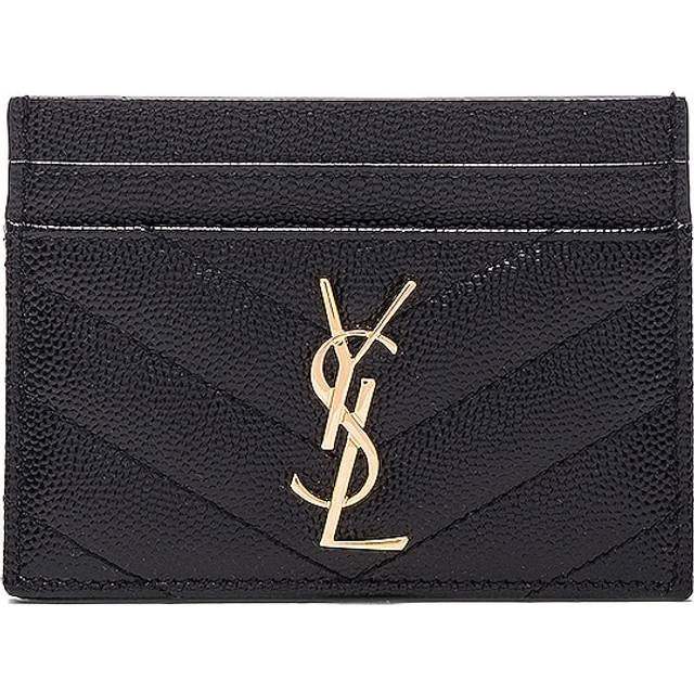 Saint Laurent Cassandre Credit Card Case in Black & Gold - Black. Size all. (all)