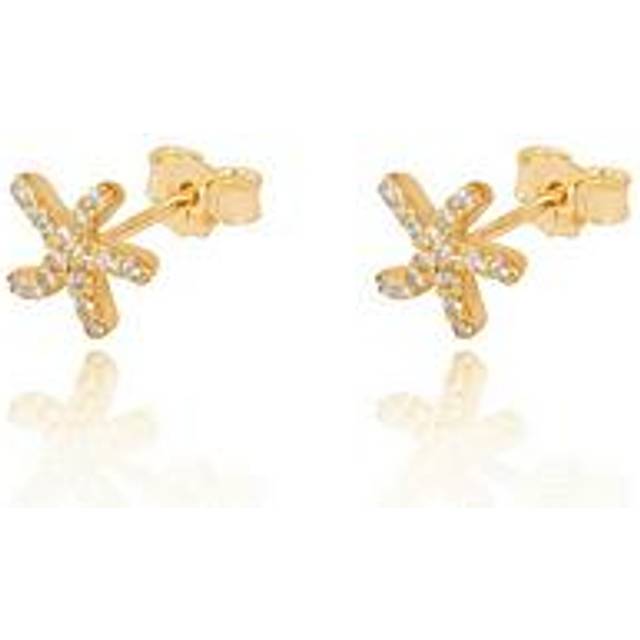 V by Very Gold Plated Sterling Silver Pave Set CZ Starfish Stud Earrings, Gold, Women