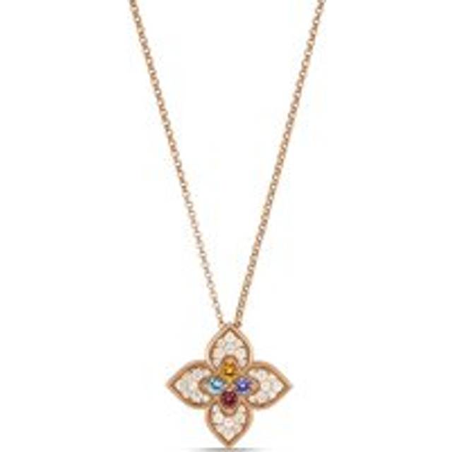 Roberto Coin 18ct Rose Gold 0.5ct Diamond & Mixed Gemstones Venetian Princess Carnival Necklace