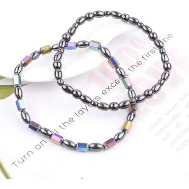 SHEIN 1pc Magnetic Anklet, Fatigue Relief Magnetic Stone Ankle Chain, Black Magnetic Bracelet, Gallstone Jewelry, Care, Fashionable Elastic, Suitable For Bo