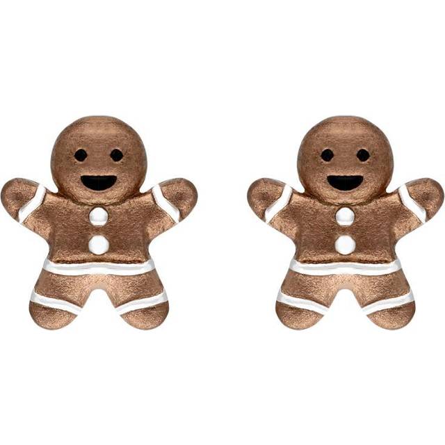 Rose Gold Plated Sterling Silver Gingerbread Man Stud Earrings - Option1 Value Rose Gold