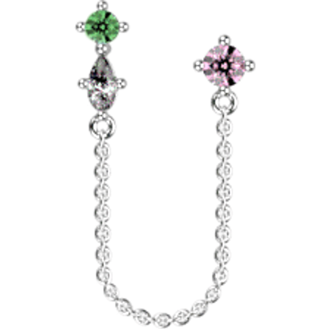 Boucle d'oreille Pyxis - Argentee, rose, vert, blanc
