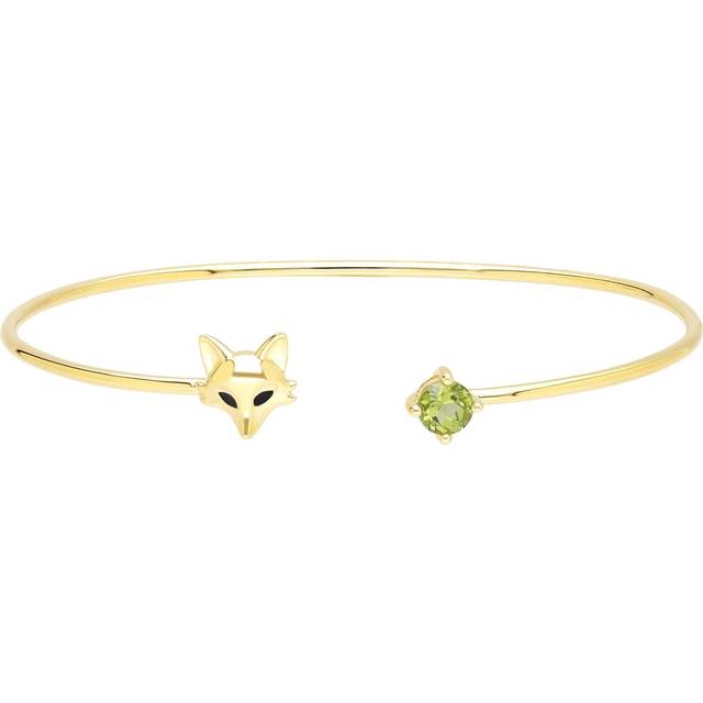 Gardenia Peridot Fox Bangle In 9ct Yellow Gold