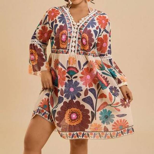Travachic Plus Size Women&#39;s Floral Print Casual Beach Cover Up, Summer Country Concert Outfit