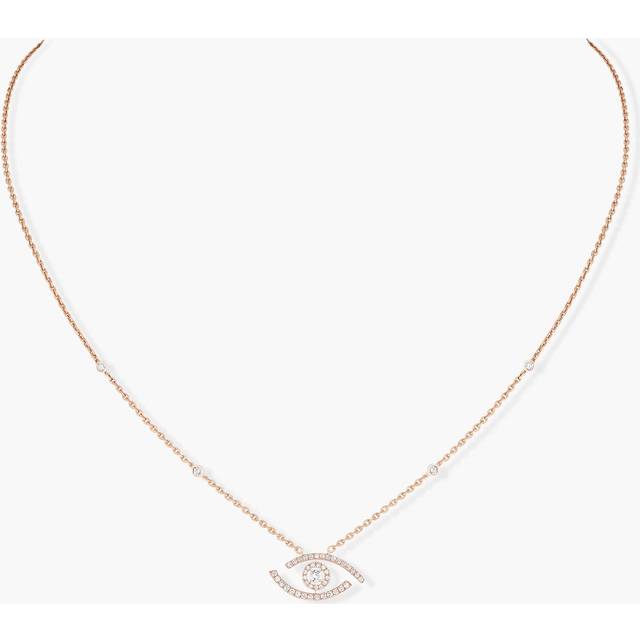 Messika Lucky Eye 18ct Rose Gold 0.30ct Diamond Pave Necklace