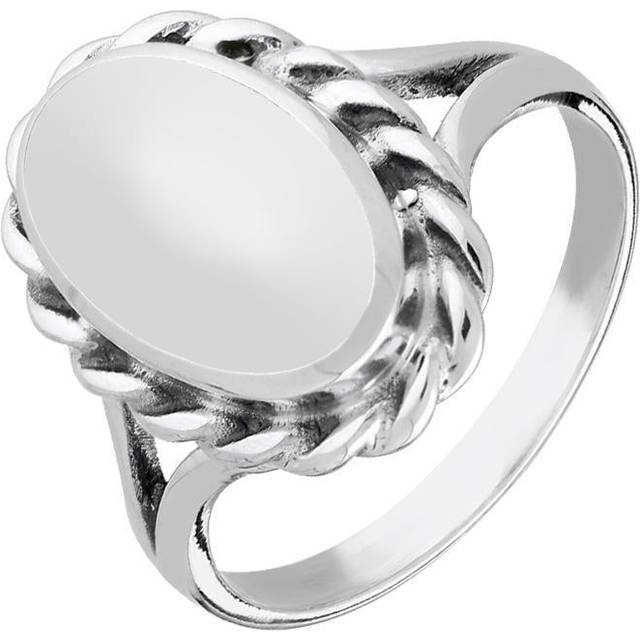 Sterling Silver Bauxite Heavy Oval Rope Edge Ring