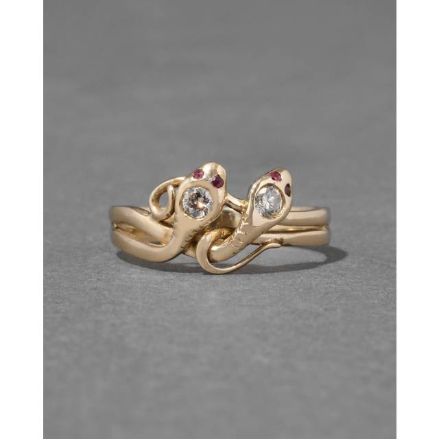 Alexis Bittar Antique Victorian 14K With Diamond & Ruby Intertwined Snakes Ring in Gold Size 8 | Statement Jewelry from Alexis Bittar (8)