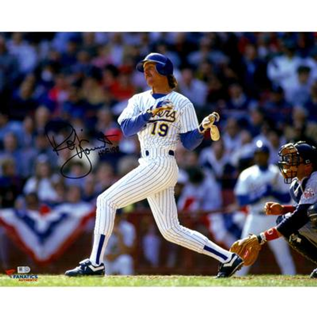 Robin Yount Milwaukee Brewers Autographed 16" x 20" Horizontal Swing Photograph with "HOF 99" Inscription
