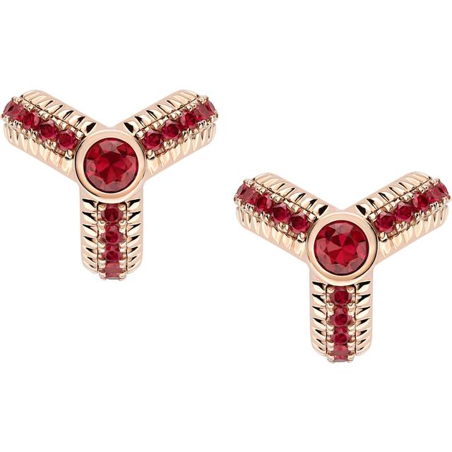 Faberge Colours of Love 18ct Rose Gold Ruby Fluted Trio Earrings - Rose Gold