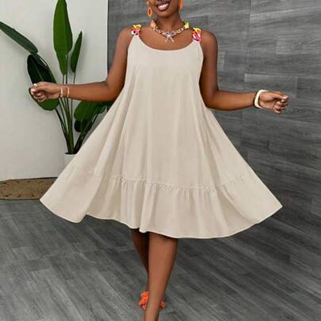 Slaydiva Slayr Casual Yellow Chain Strap Big A-Line Summer Dress