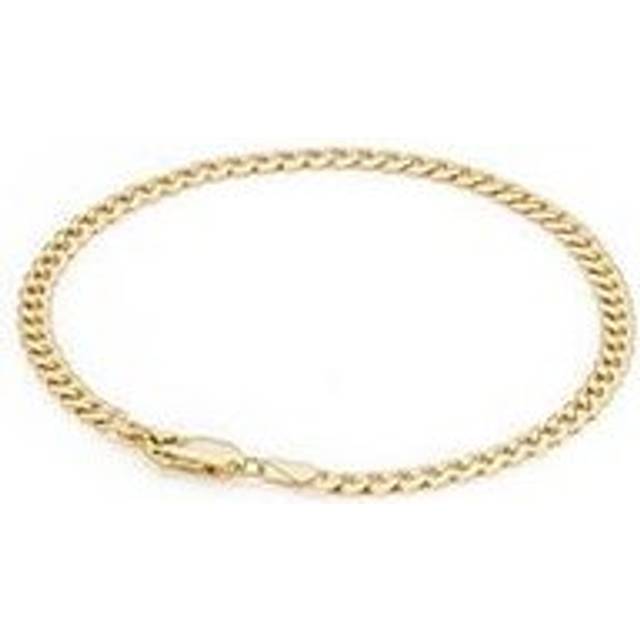 The Love Collection 9ct Yellow Gold Solid Curb Chain Bracelet (4mm) 8 inch, Gold, Men