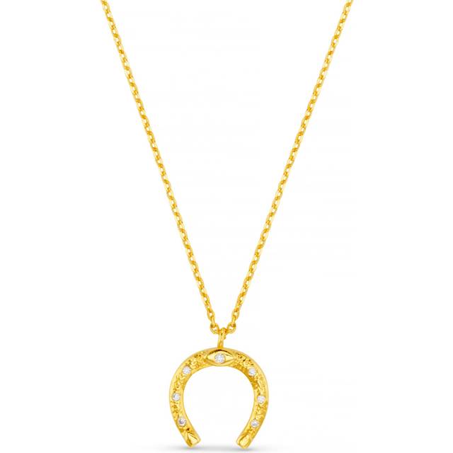 Crystal Horseshoe Charm Necklace - Orelia - Gold