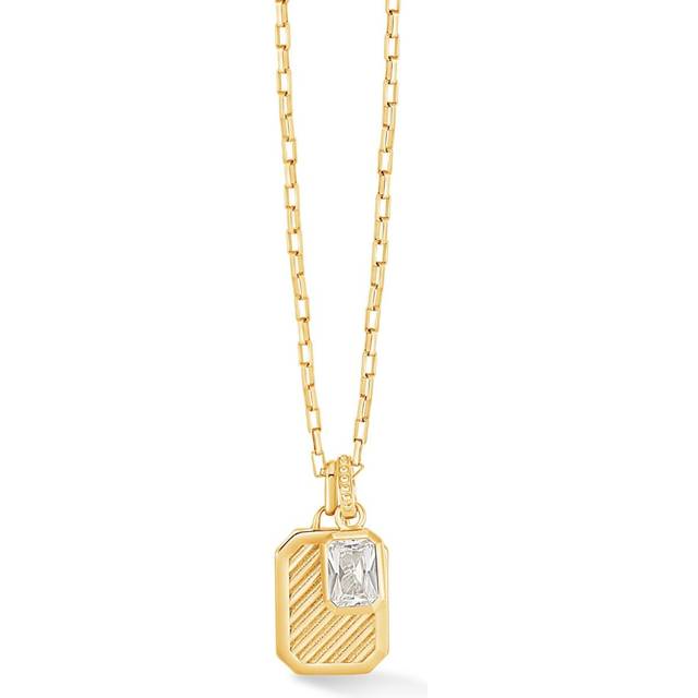 DOWER AND HALL - Octagon Humbug paperclip necklace - men - 18kt Yellow Gold Vermeil/White Topaz - One Size