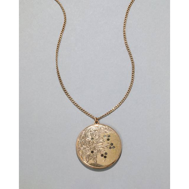 Alexis Bittar Antique 1890S 14K Filled Art Nouveau Floral Pattern Locket Necklace in Gold  | Statement Jewelry from Alexis Bittar (One Size)