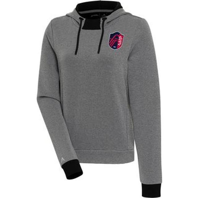 Women's Antigua Black St. Louis City SC Axe Bunker Tri-Blend Pullover Hoodie - XL