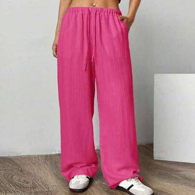 Dam Fuchsia lösa vidbensbyxor i plusstorlek - Skrikrosa (0XL,1XL,2XL,3XL,4XL,5XL)