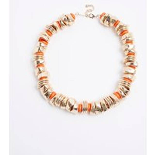 River Island Womens Gold Orange Beaded Collar Necklace - One Size