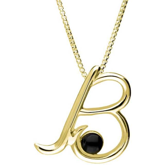 9ct Yellow Gold Whitby Jet Love Letters Initial B Necklace - Yellow Gold