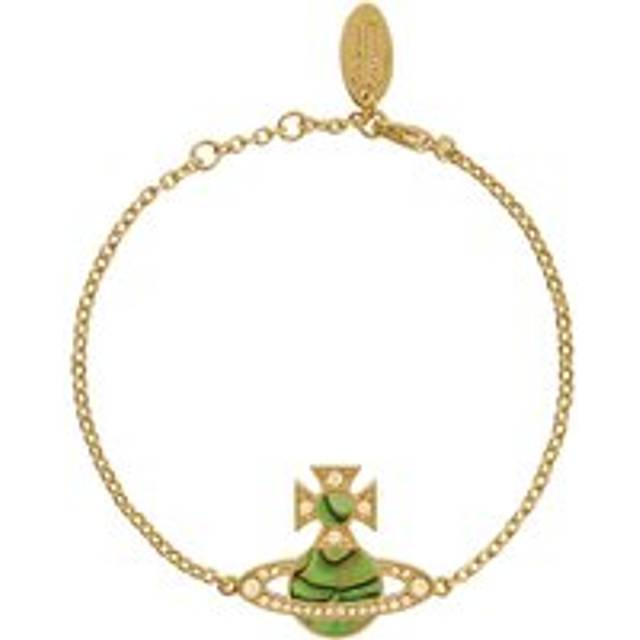 Vivienne Westwood Gold Rina Peridot Green Mother of Pearl Orb Bracelet - Gold - 17.5cm