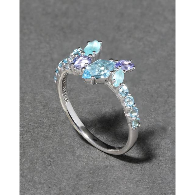 Alexis Bittar Archive Fine Sterling Silver Scattered Blue Topaz, Tanzanite And Aquamarine Ring in Blue/Silver Size 7 | Statement Jewelry from Alexis (7)